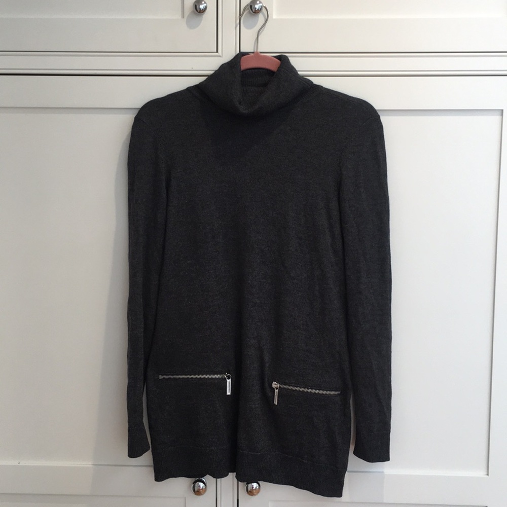 Michael Kors long gray turtleneck sweater